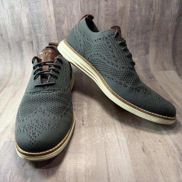 Cole Haan Original Grand Mens 7.5 M Gray Stitchlite Wingtip Oxford Shoes C27961
